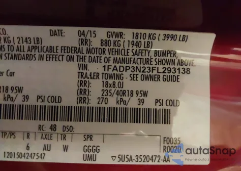 2015 Ford Focus Titanium из США, поврежденный, VIN 1FADP3N23FL293138